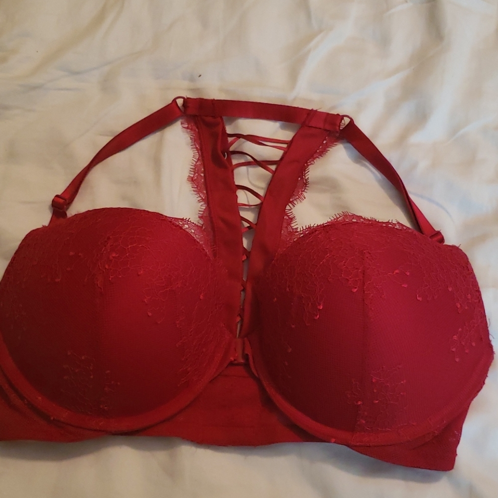 Red padded bra